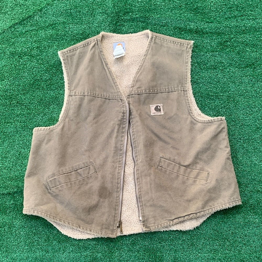 Carhartt Lined Work Vest in Taupe Brown